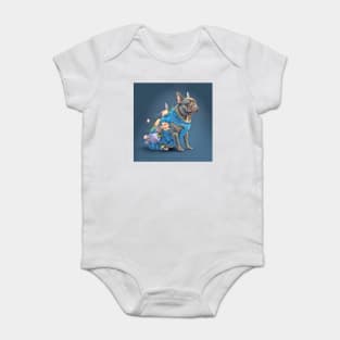 French Bulldog in Blue Dress Baby Bodysuit